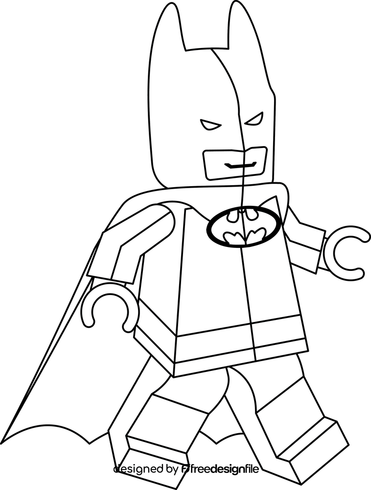 Lego Batman toy black and white clipart vector free download