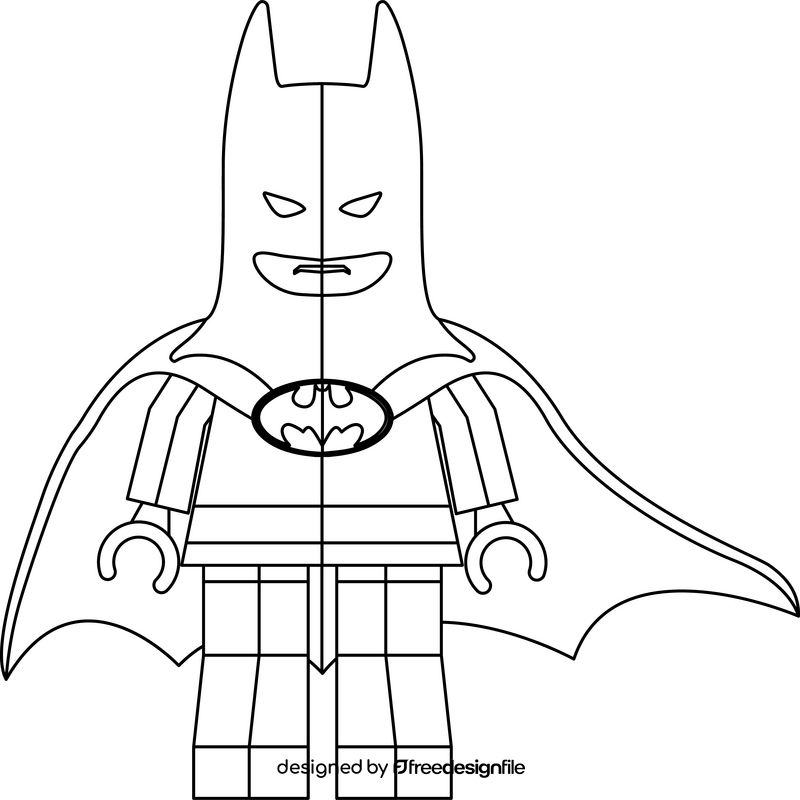 Lego Batman superhero drawing black and white clipart