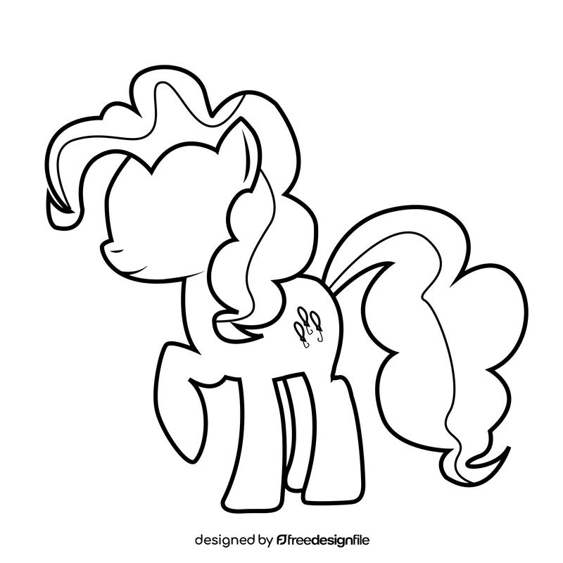 My Little Pony Pinkie Pie cartoon drawing black and white clipart