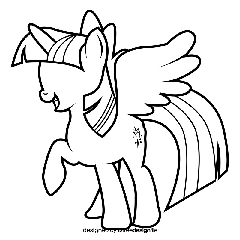 Cute My Little Pony Twilight Sparkle drawing black and white clipart
