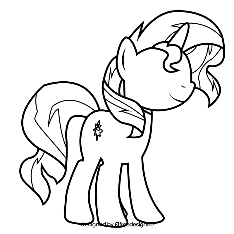 Cartoon My Little Pony Sunset Shimmer drawing black and white clipart