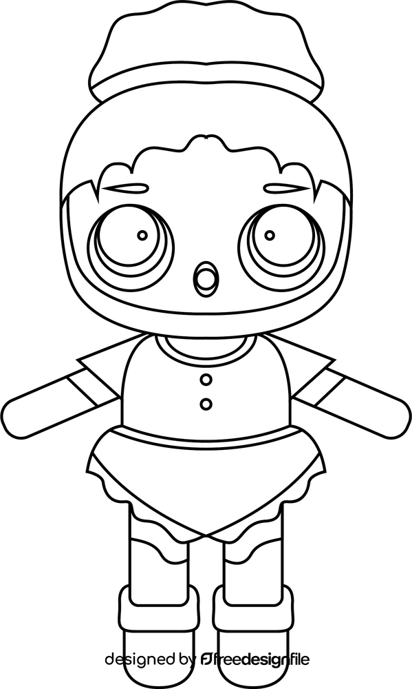 Lol Surprise doll drawing black and white clipart