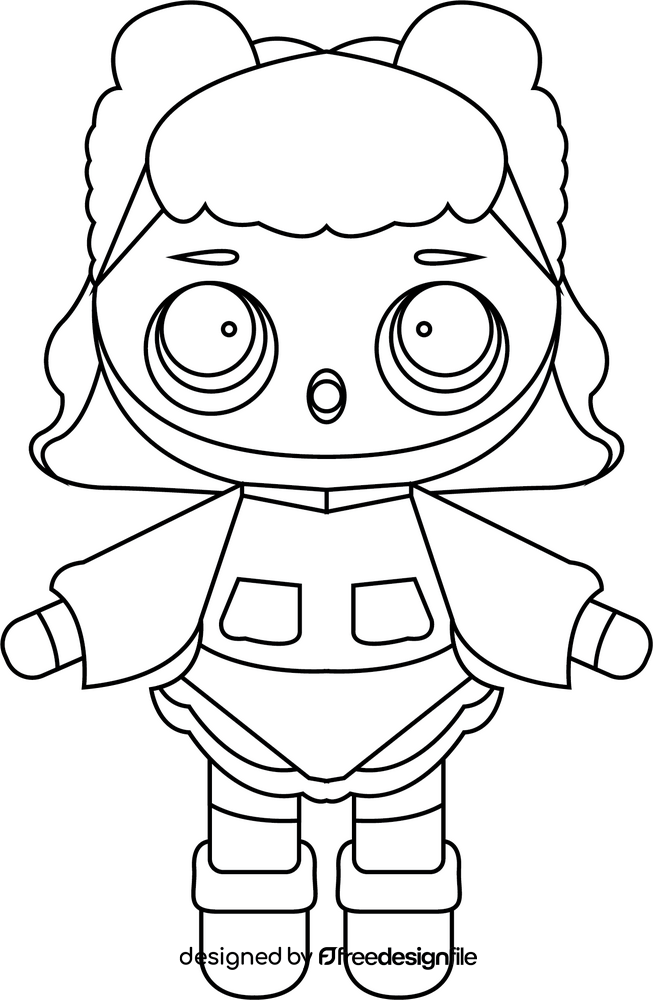 Surprise doll black and white clipart