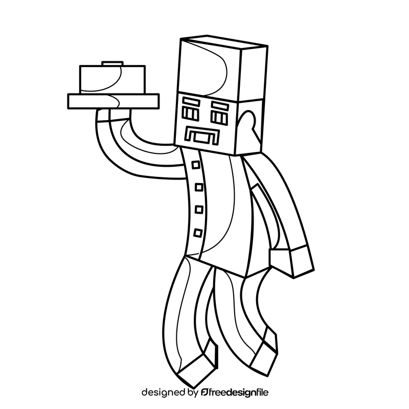 Minecraft chef drawing black and white clipart free download