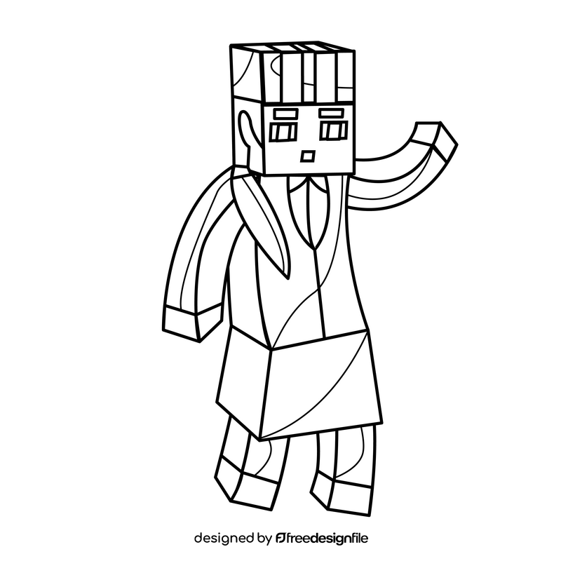 Minecraft drawing black and white clipart