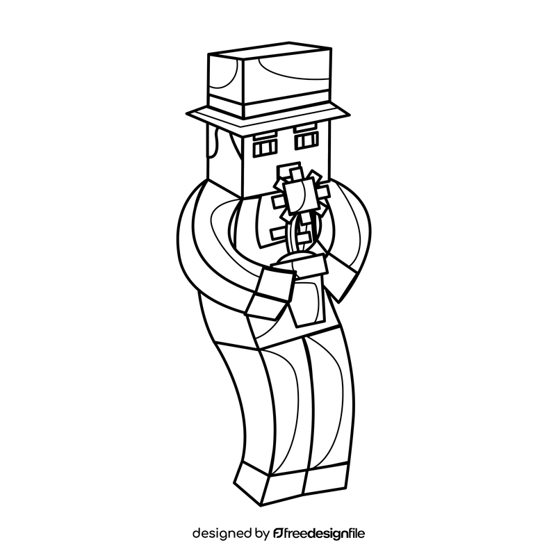 Minecraft farmer drawing black and white clipart