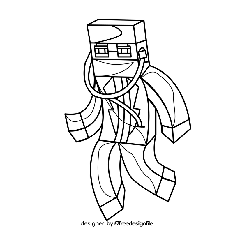 Minecraft doctor drawing black and white clipart