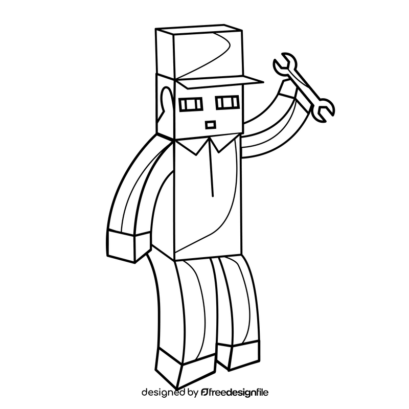 Minecraft mechanic drawing black and white clipart free download