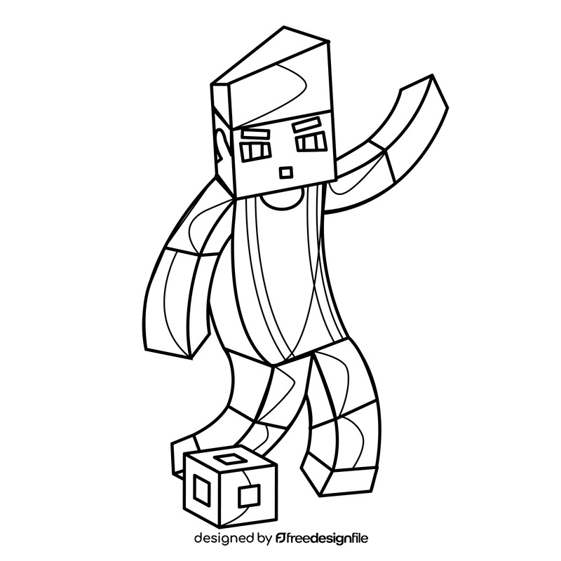Minecraft football player drawing black and white clipart