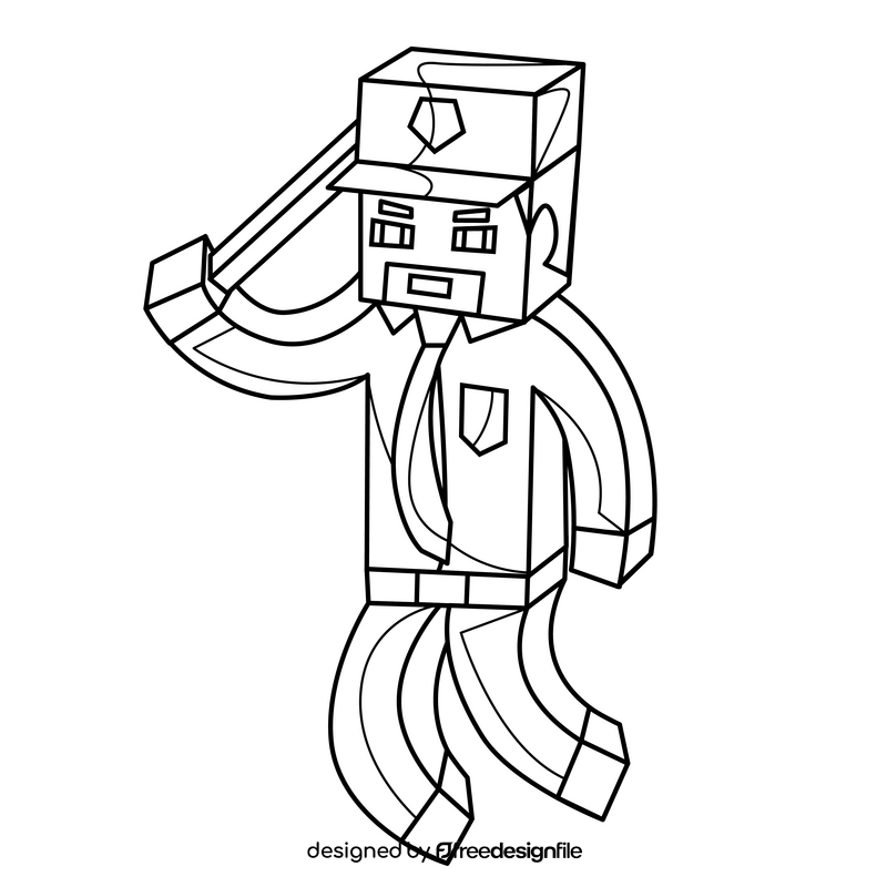 Minecraft police drawing black and white clipart