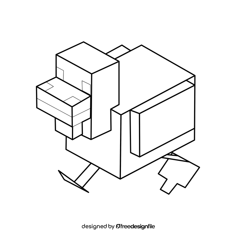 Minecraft chicken drawing black and white clipart