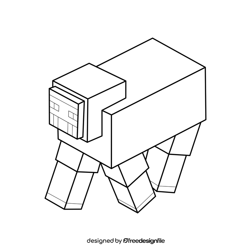 Minecraft sheep drawing black and white clipart