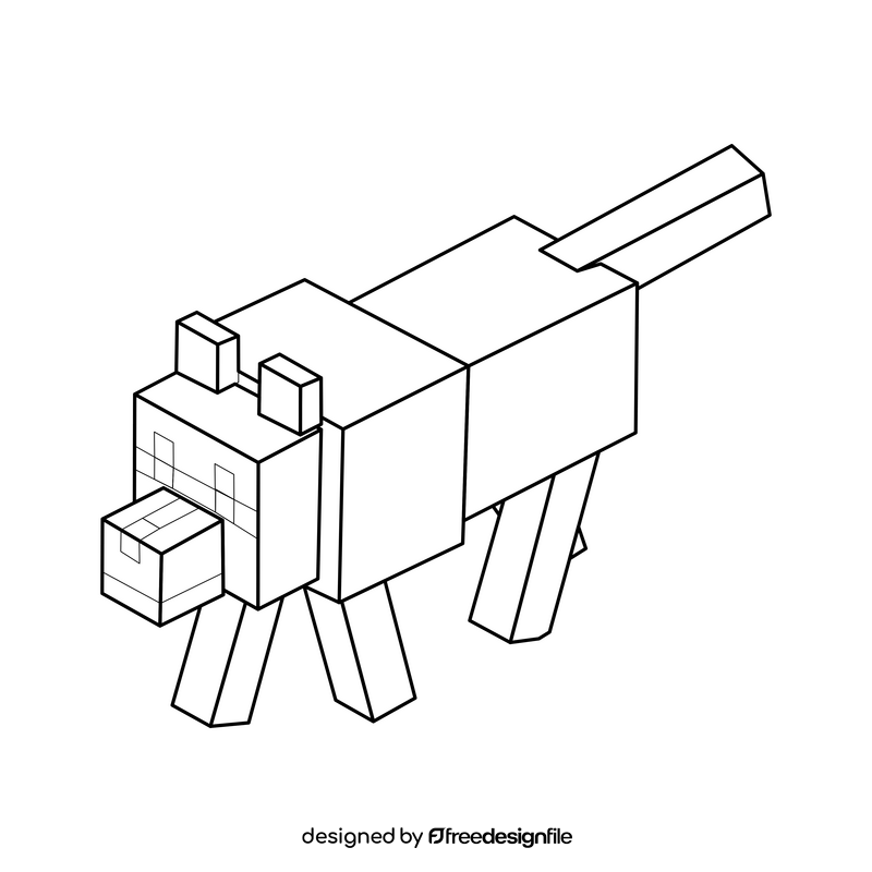 Minecraft wolf black and white clipart