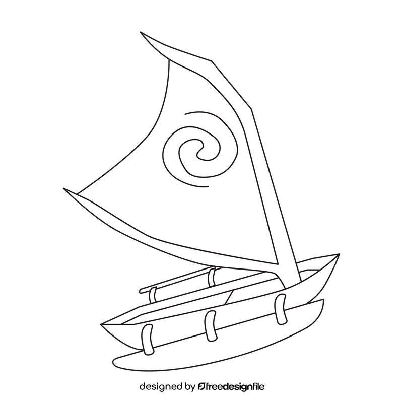 Moana ship, boat drawing black and white clipart