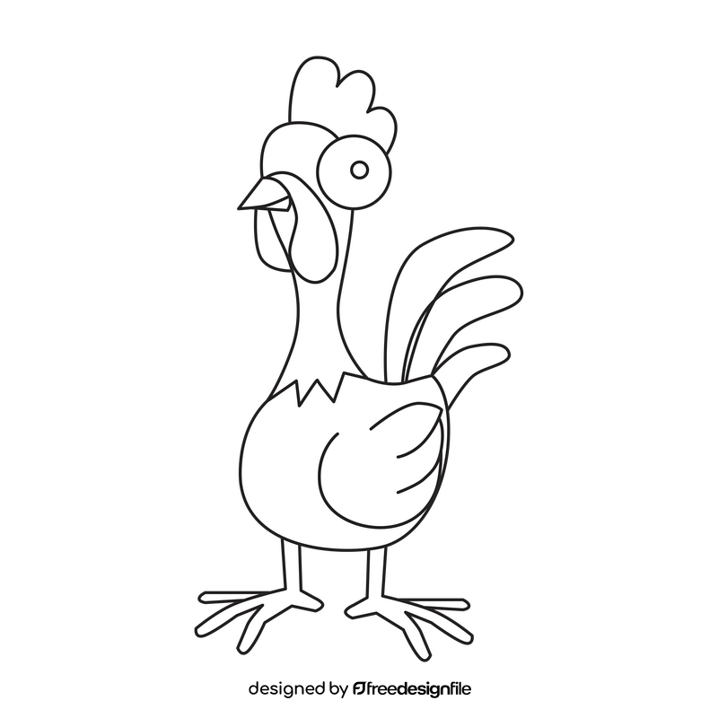 Moana Hei Hei the Rooster drawing black and white clipart