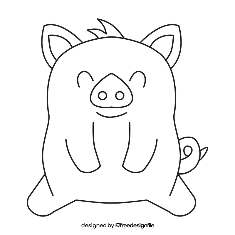 Pua pig Moana drawing black and white clipart