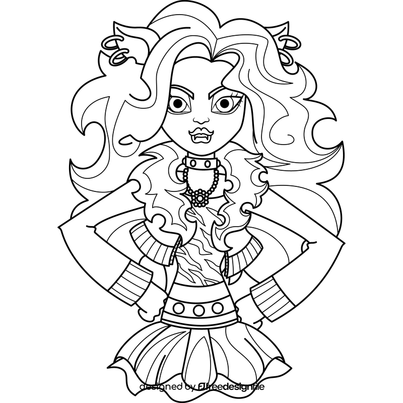 Monster High Clawdeen Wolf drawing black and white clipart