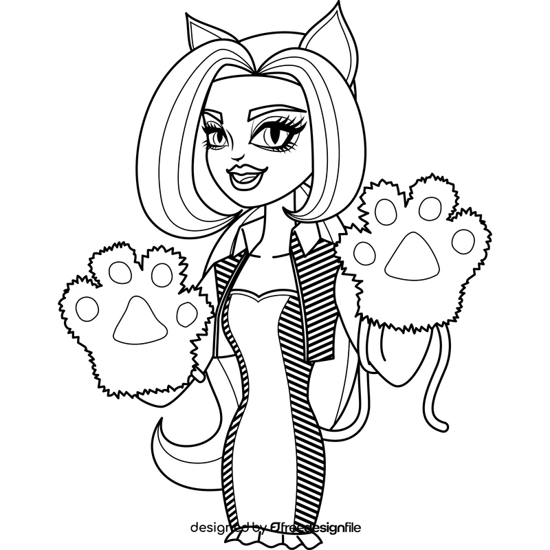 Monster High Catty Noir drawing black and white clipart
