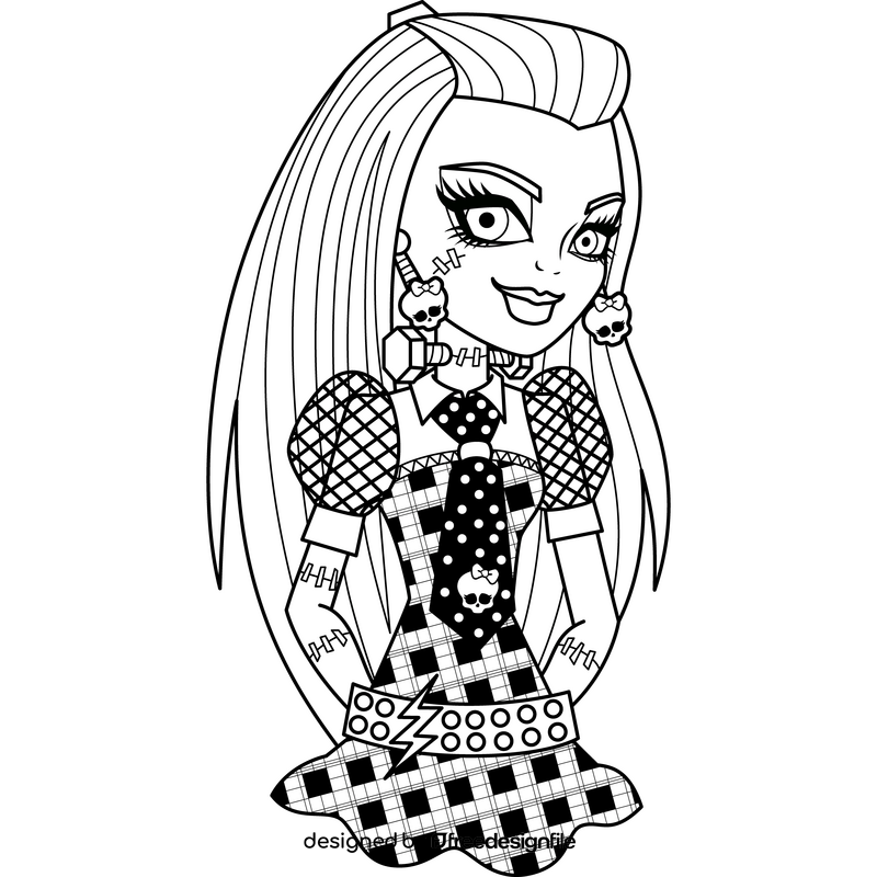Monster High Frankie Stein drawing black and white clipart