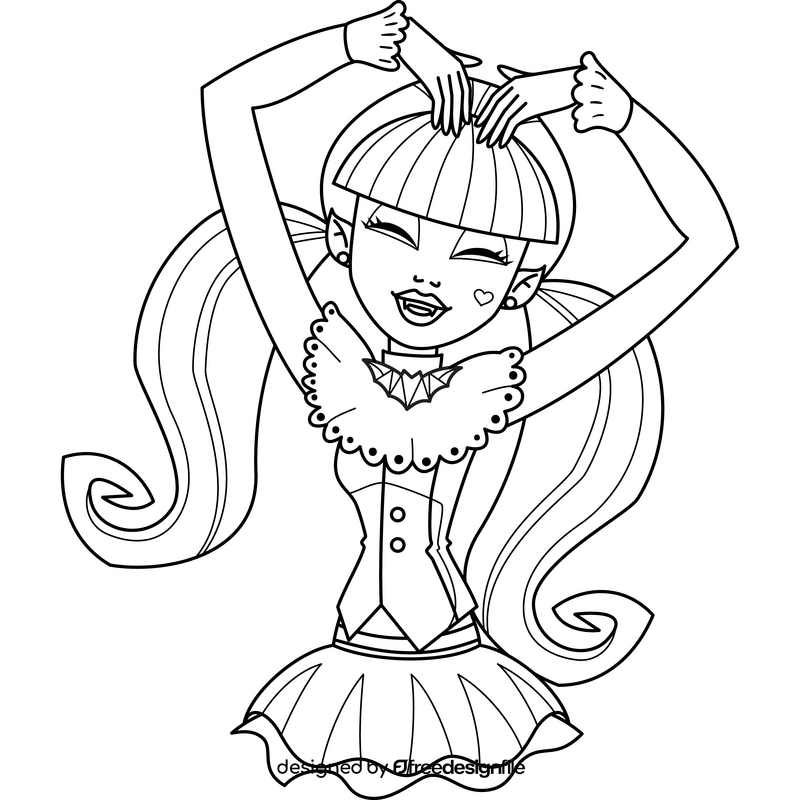 Monster High Draculaura drawing black and white clipart