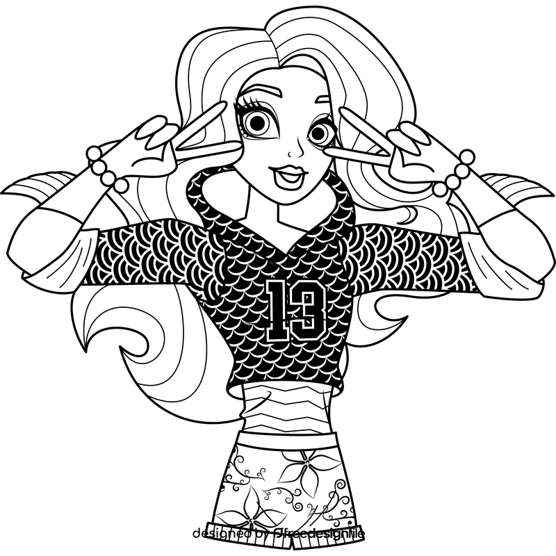 Monster High Lagoona Blue drawing black and white clipart