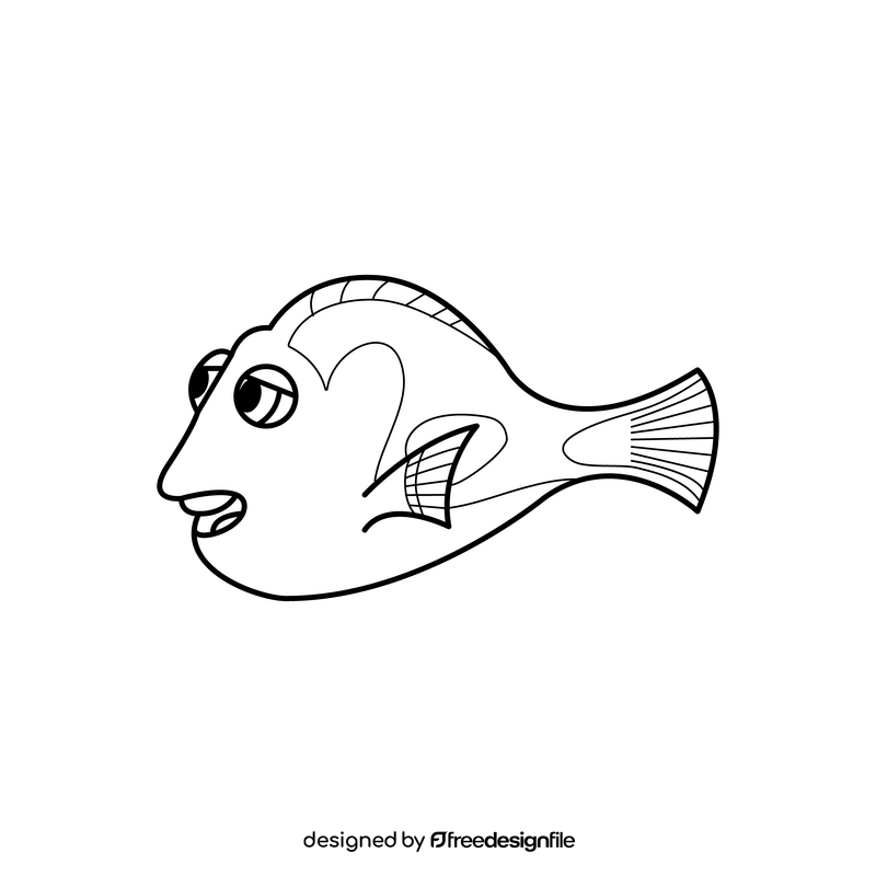 Finding Nemo Dory fish drawing black and white clipart