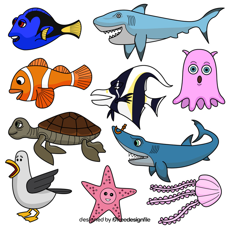 Nemo cartoon clipart images set vector