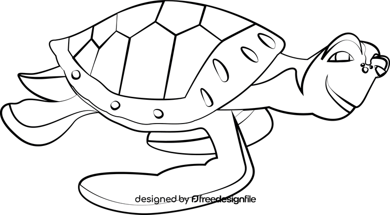 Crush sea turtle from Finding Nemo cartoon drawing black and white clipart