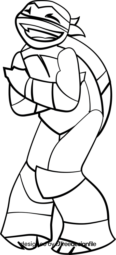 Ninja Turtle laughing drawing black and white clipart