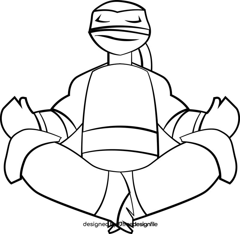 Ninja Turtle meditation black and white clipart