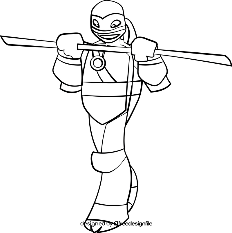 Ninja Turtle TMNT cartoon character drawing black and white clipart
