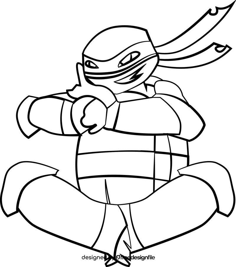 TMNT cartoon drawing black and white clipart