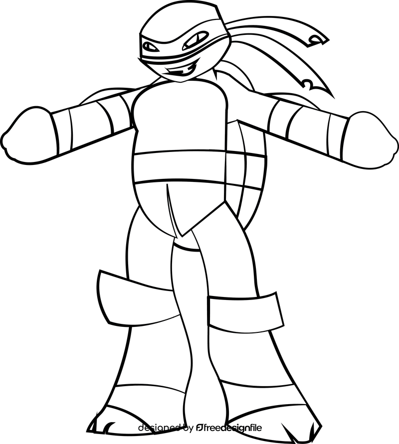 Ninja Turtle drawing black and white clipart