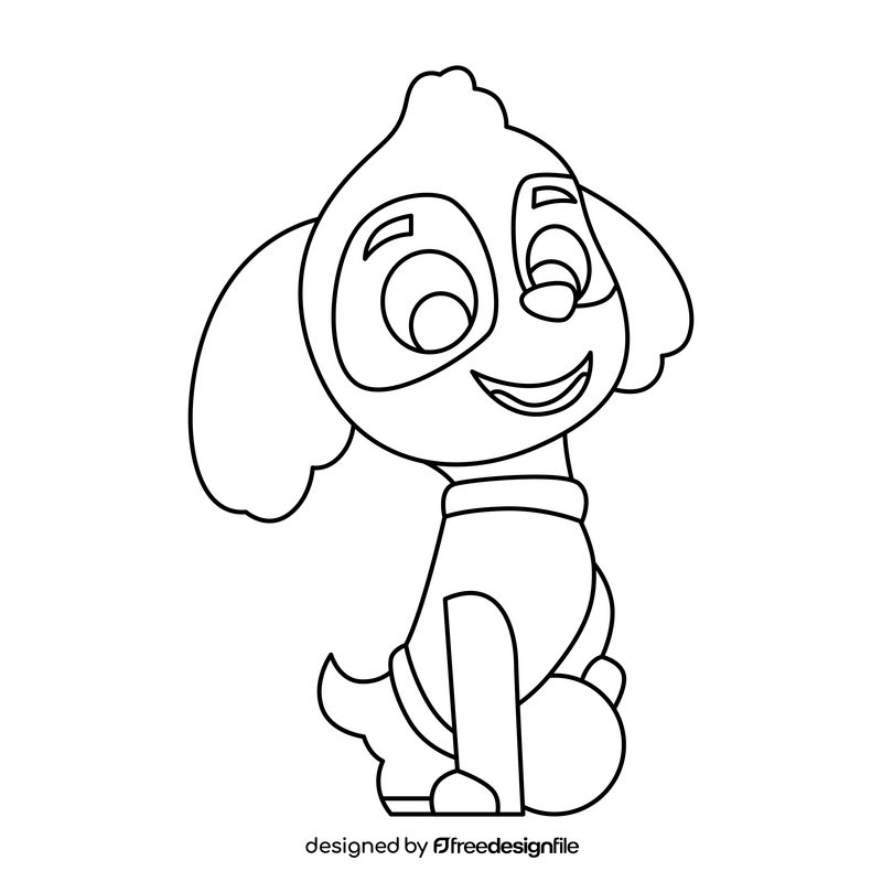 PAW Patrol Skye playing football drawing black and white clipart