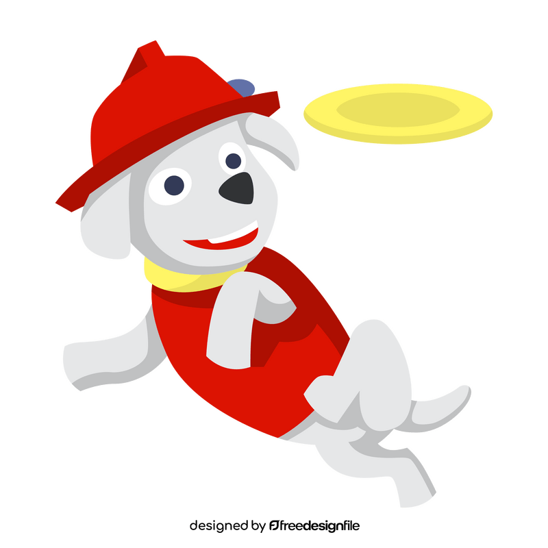 Marshall PAW Patrol cartoon character playing frisbee clipart