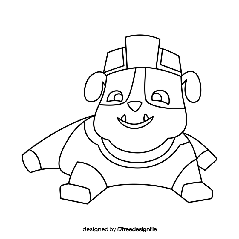 Paw Patrol Rubble bulldog drawing black and white clipart