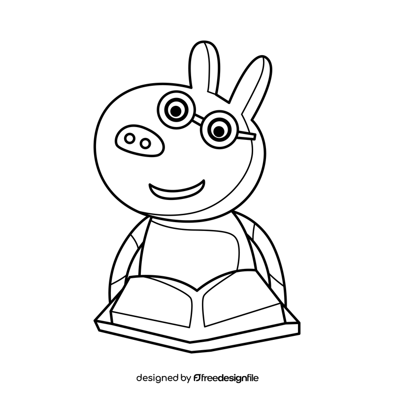 Peppa Pig Pedro Pony reading book black and white clipart