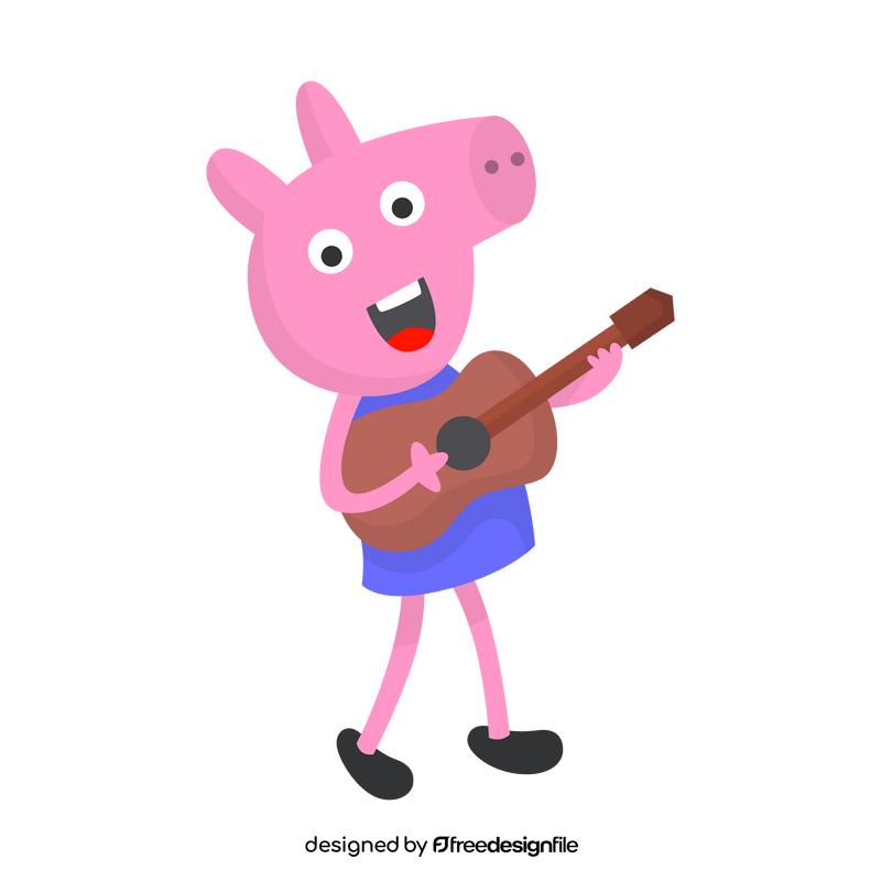 Peppa Pig playing guitar clipart