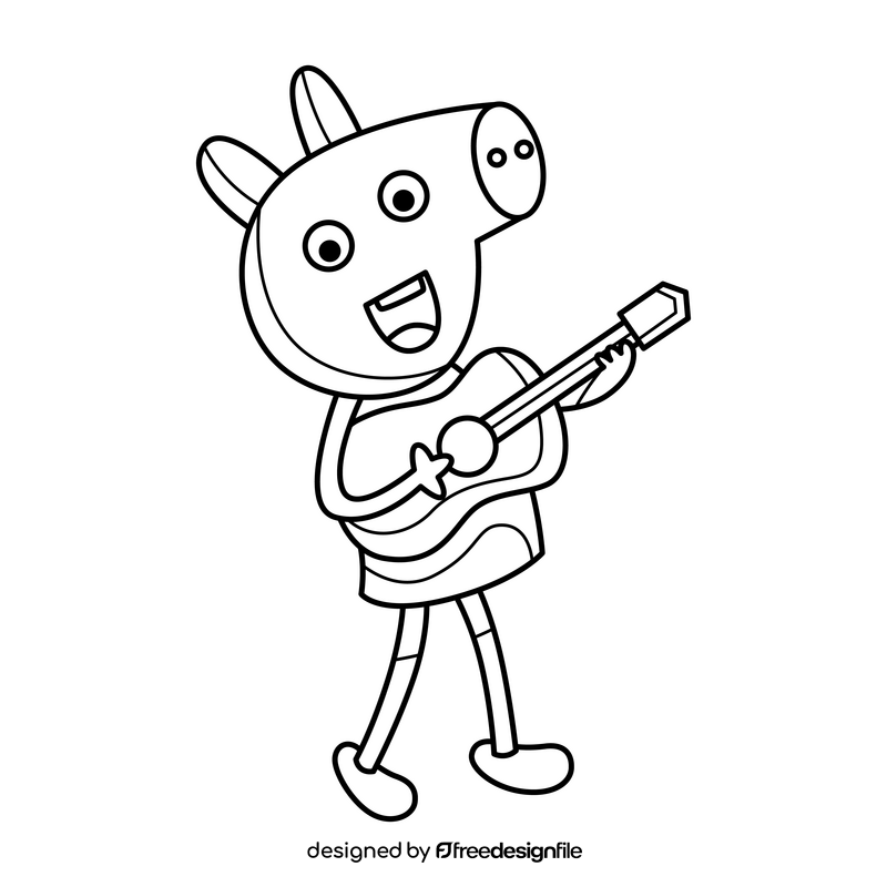 Peppa Pig Playing Guitar Drawing Black And White Clipart Free Download Peppa Pig Playing Guitar Drawing Black And White Clipart Free Download