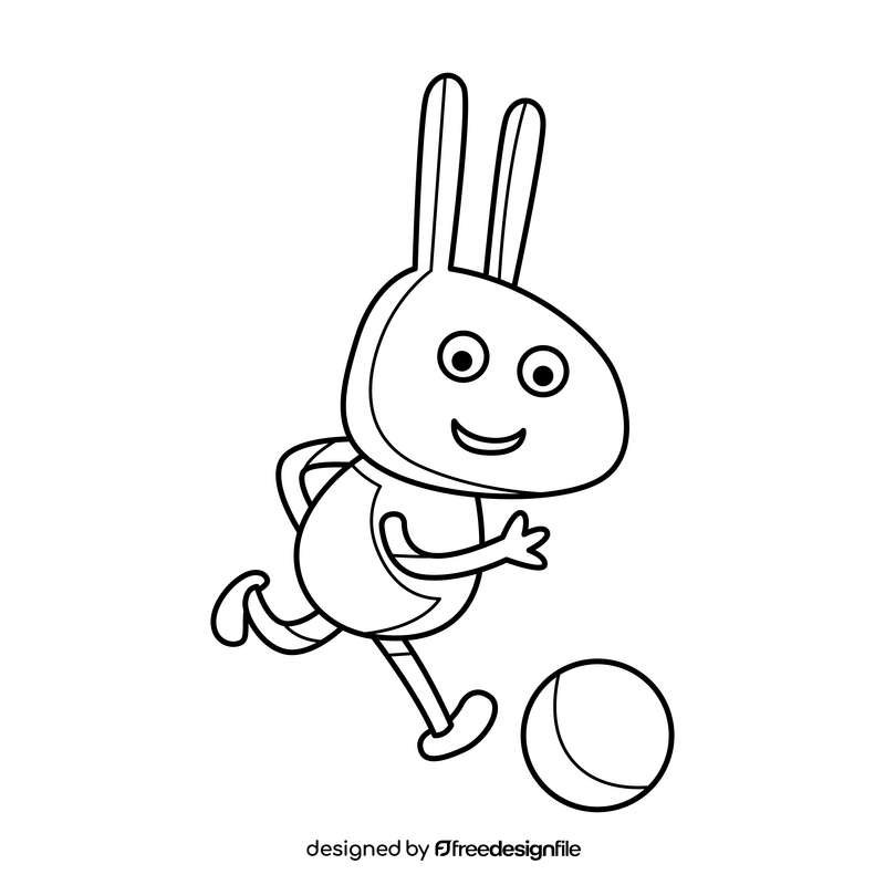 Peppa Pig Rebecca Rabbit playing football black and white clipart
