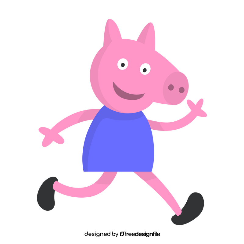 Cartoon Peppa Pig running clipart