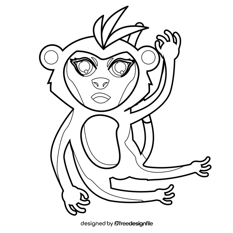 Littlest Pet Shop Monkey drawing black and white clipart