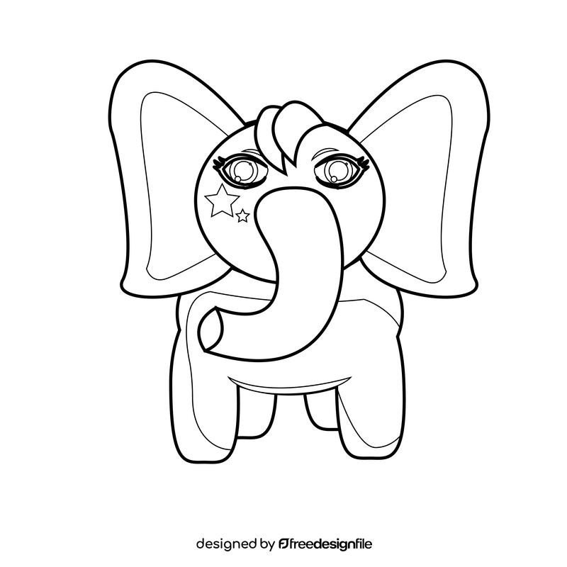 Littlest Pet Shop cute elephant drawing black and white clipart