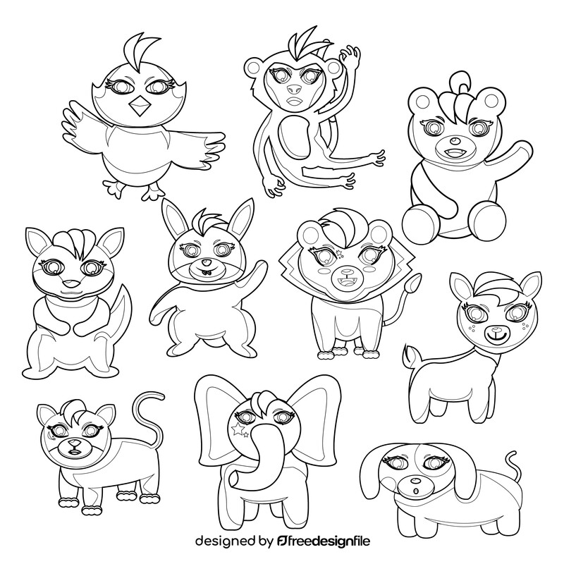 Littlest Pet Shop images set black and white vector