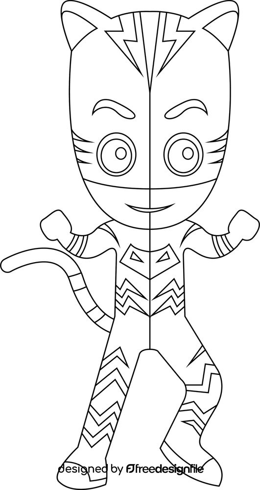 PJ Masks Catboy drawing black and white clipart