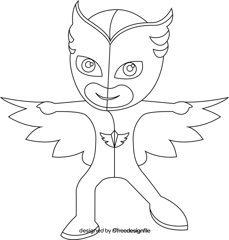 PJ Masks Owlette superhero black and white clipart