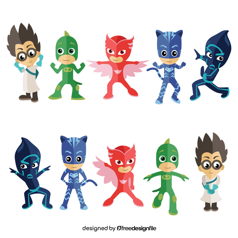 PJ Masks characters clipart set vector