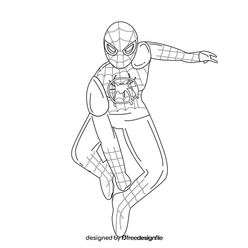 Spiderman Cartoon Spider Man Miles Morales drawing black and white clipart