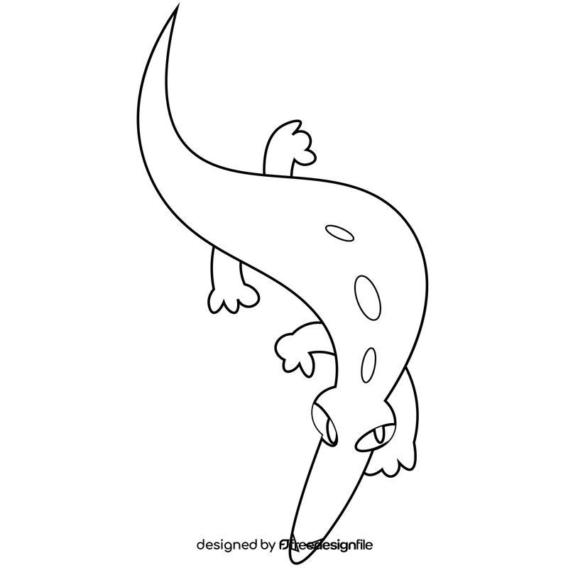 Scary alligator cartoon black and white clipart
