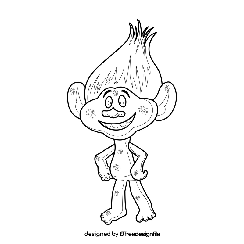 Trolls character Guy Diamond drawing black and white clipart